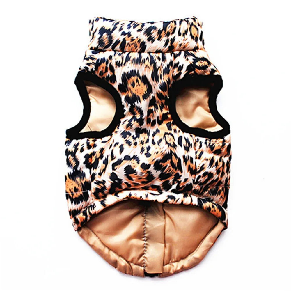 Windproof Pet Vest Jacket Winter Warm Big Dog Clothes Puppy Harness Clothing Funny Printed Coat for Small Medium Dogs Cats XS-XL