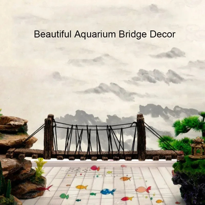 1pc Aquarium Resin Bridge Decoration Rocks Fish Tank Ornaments Decor Landscaping Rockery Mountain Bridge Hiding Cave Accessories