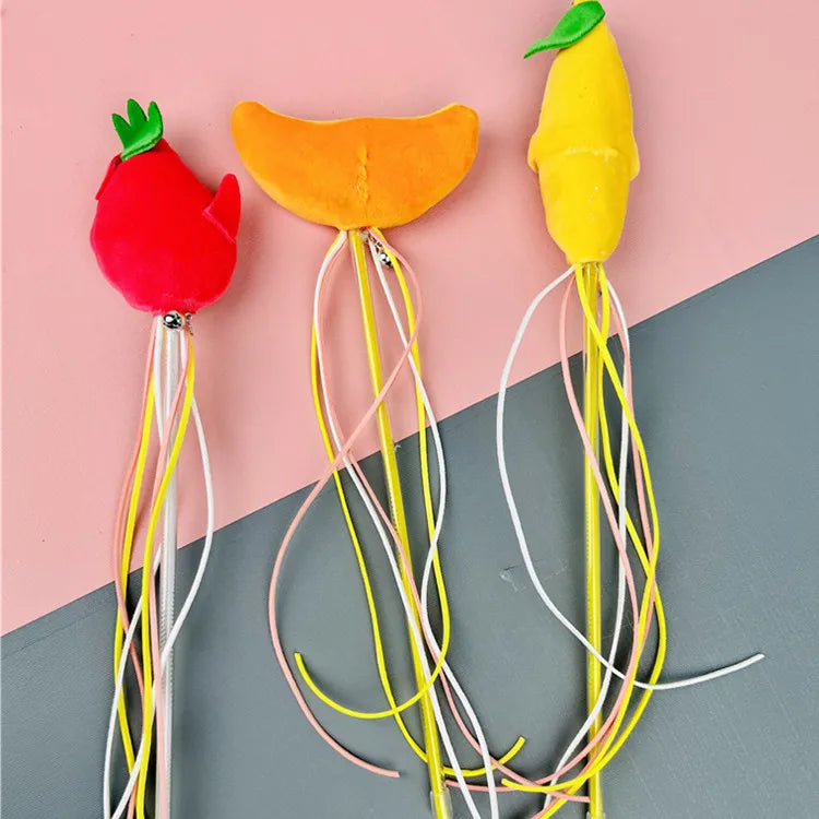 Cat Toy Cat Teaser Sticks Plastic Fruit Doll Cat Teaser Stick With Cat Mint Tassels Inside Self Hi Cat Toy