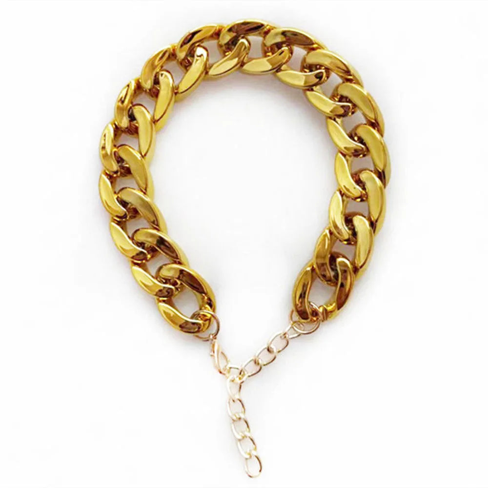 Gold Pet Cat Dog Collar Adjustable Light Plastic Small Dog Cuban Link Collar for Bulldog Puppy Necklace Pet Apparel Accessories