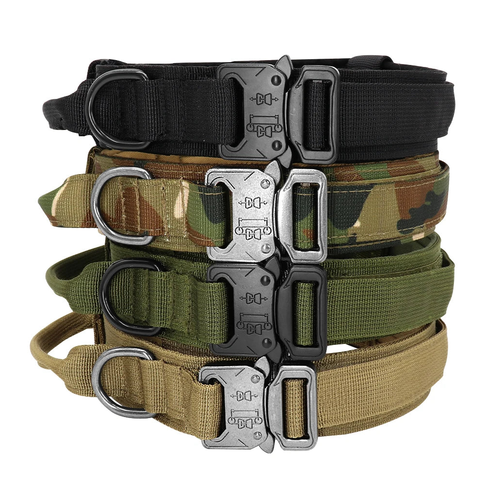Durable Tactical Dog Collar Military Bungee Leash Set Nylon Walking Training Pet Collar for Medium Large Dogs German Shepard