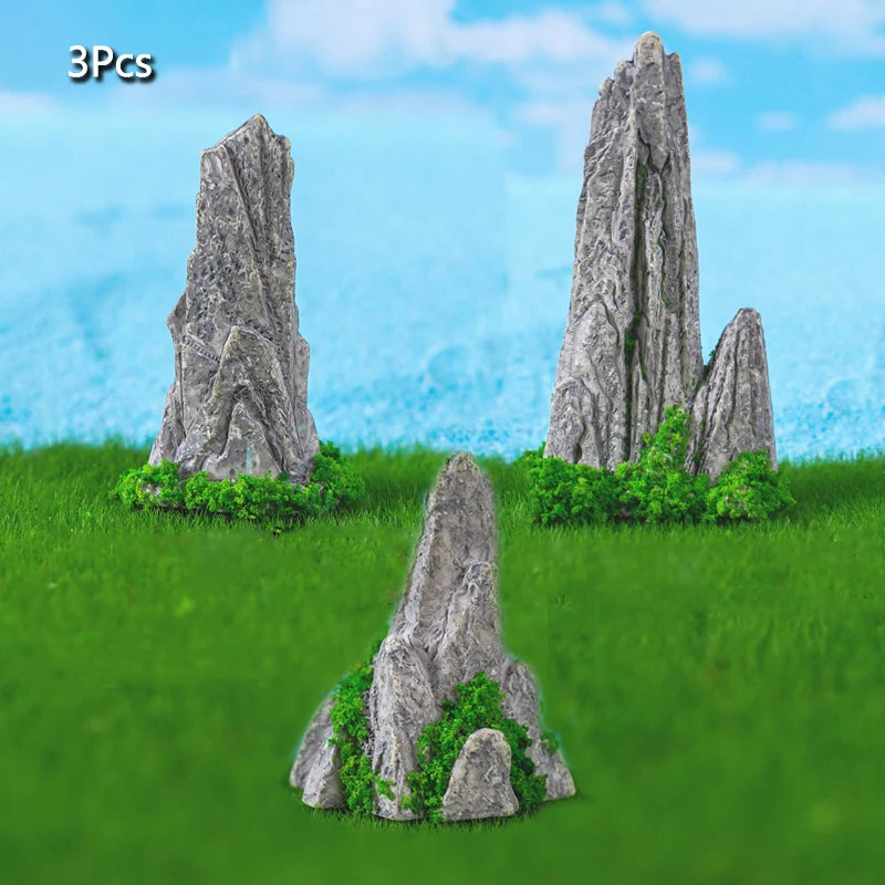 Simulated Moss Small Rockery Aquarium Ornaments Decoration Artificial Resin Pool for fish Tank Creative Ornament Background Home