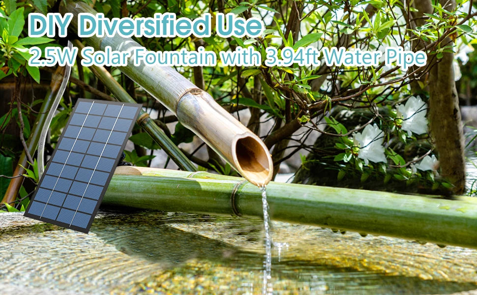 2.5W Solar Fountain Pump,with 6Nozzles and 4ft Water Pipe,Solar Powered Pump for Bird Bath,Pond,Garden and Other Places