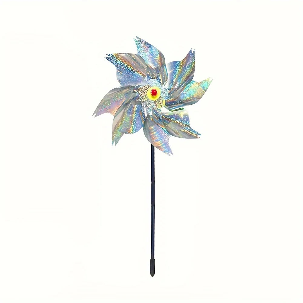 1pcs Bird Repeller Pinwheels Reflective Sparkly Scarecrow Pinwheel Windmill Spinner for Garden Lawn Yard Decor Keep Birds Away