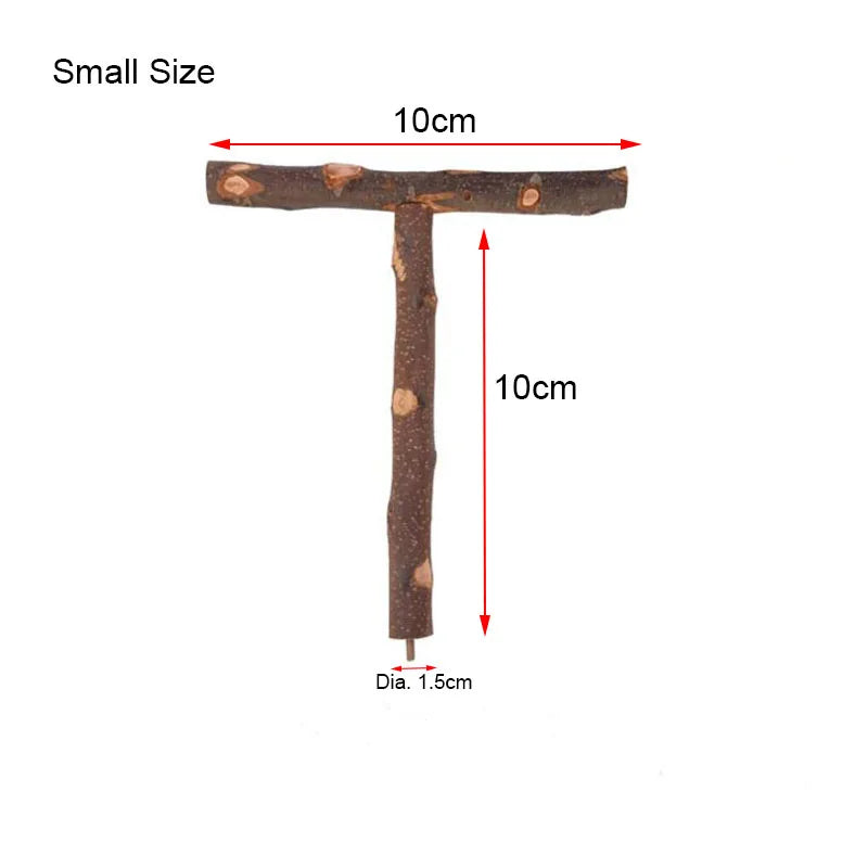 Natural Wood Pet Parrot Raw Wood Fork Tree Branch Stand Rack Squirrel Bird Hamster Branch Perches Chew Bite Toys Stick