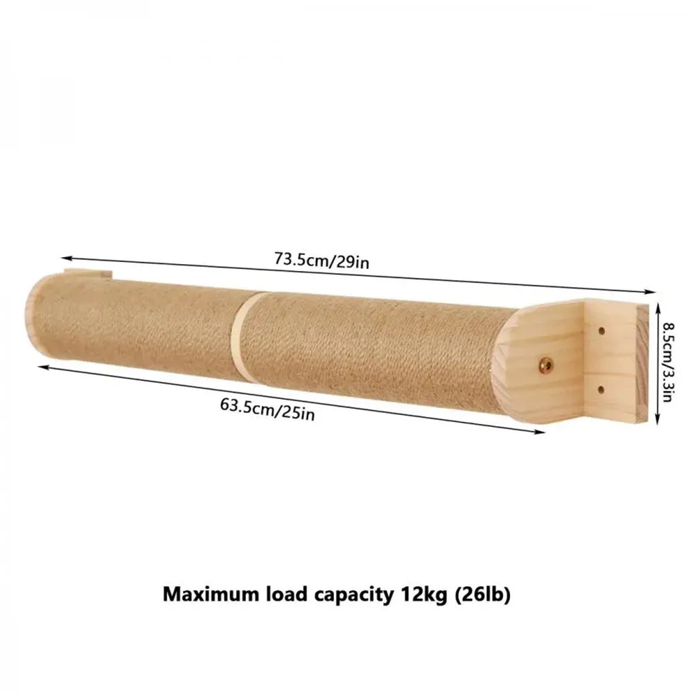 Solid Wood Wall-mounted Cat Climbing Frame Set with Cat Sleeping Nest Cat Tree and Wall Hanging Climbing Column for Kitten