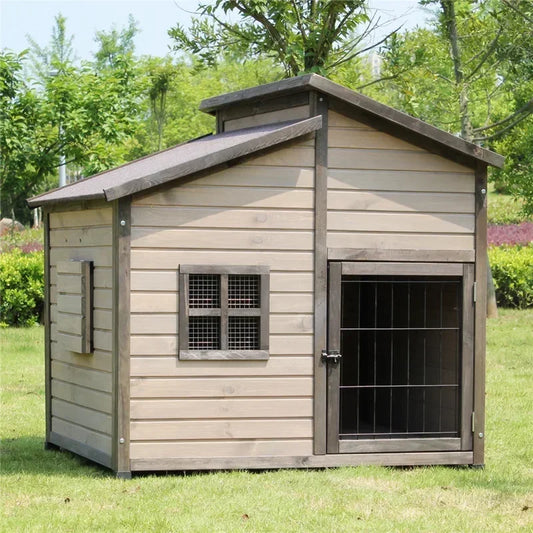 Solid Wooden Dog House Outdoor Double Top Outdoor Dog Crate Rainproof Golden Retriever Crate Extra Large Universal Dog House