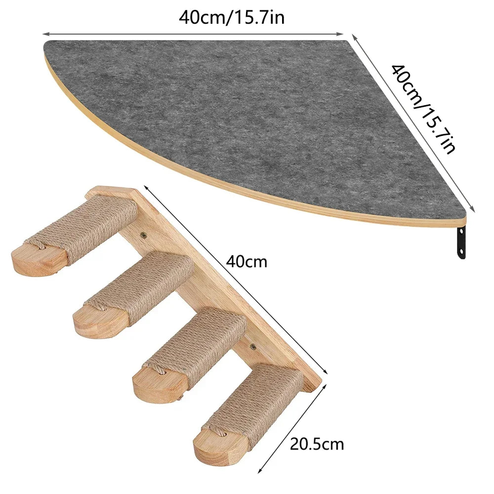 Cat Bridge Wall Mounted Wooden Furniture Scratcher Kitty Beds Perches Stable Cats Wall Shelves For Sleeping Playing Climbing