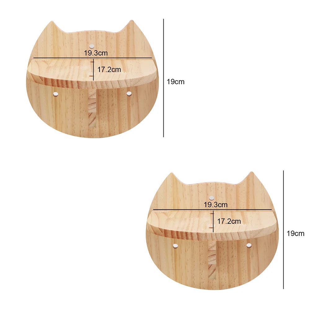 Cat Wall Mounted Wooden Shelves Platform and Hammock for Cats Sleeping and Scratching Post for Cats Grinding Claws Pet Furniture