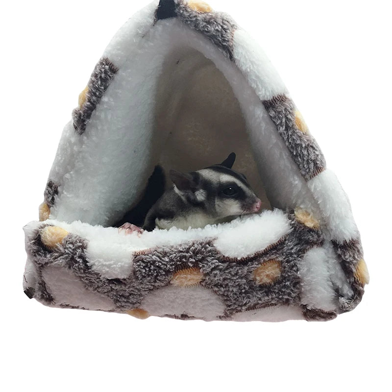 1PCS Coral Fleece Dot Printing Small Foam Pet House Hanging Hamster Bed For Small Animals Squirrel Parrot Cotton Nest