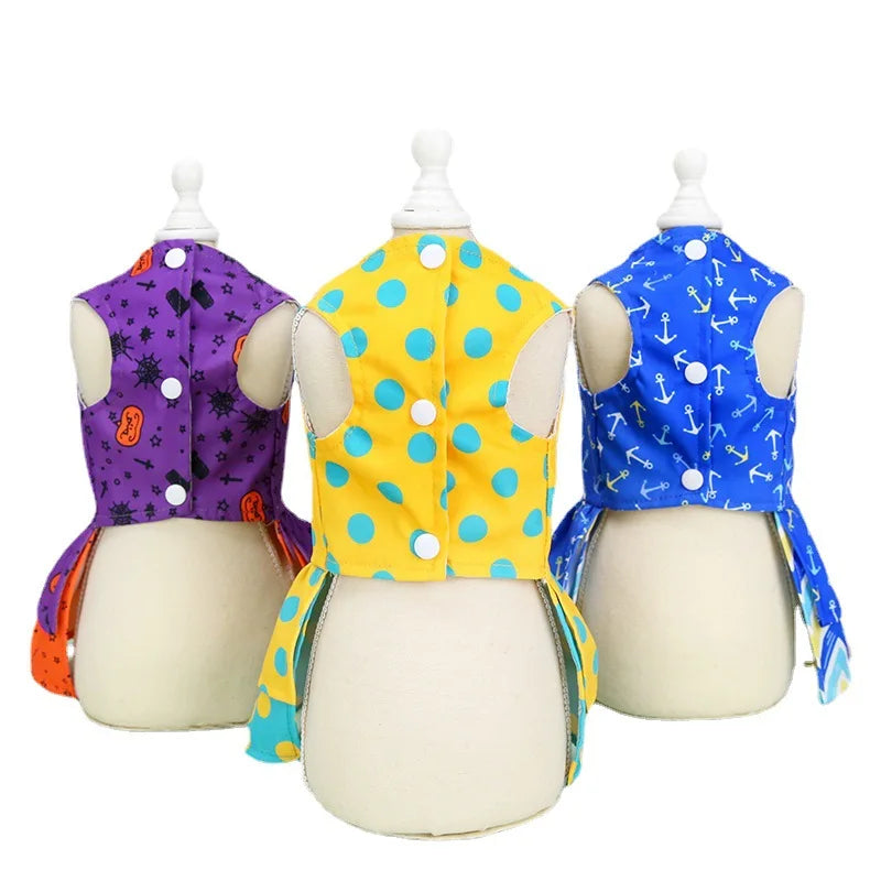 Luxury Bowknot Dog Dress for Small Dogs Summer Yorkie Chihuahua Girl Puppy Dog Clothes Princess Harness Dress and Leash Set