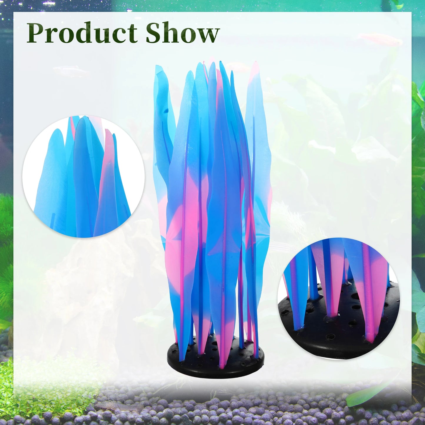 UXCELL Aquarium Artificial Decorative Plant Silicone Glowing Decor for Fish Tank Ornamen Flower Grass Decoration Accessories