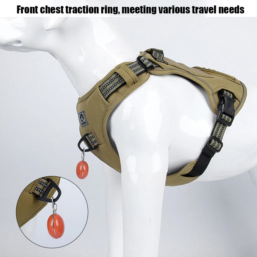 Pet Chest Strap Dog Tactical Chest Back Outdoor Medium Large Dog Vest Explosion proof Punching Traction Rope