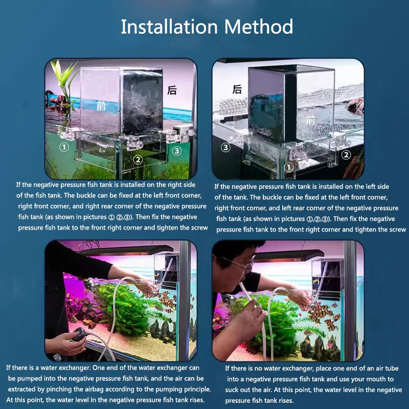  Fish Elevator-Negative Pressure Suspended Fish Tank Water Auto-Refill Water Level Maintenance Increase Fish Activity Area