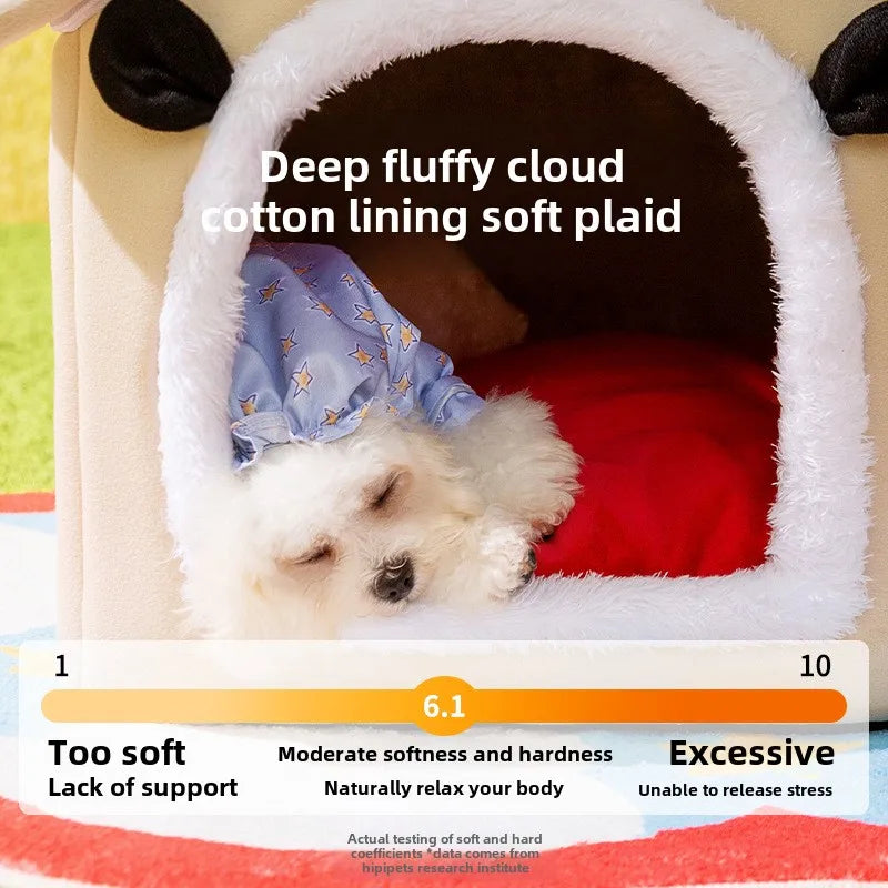 24-Year-old new kennel, small white red top nest, large space, three-dimensional ear nest, cat nest, autumn and winter pet