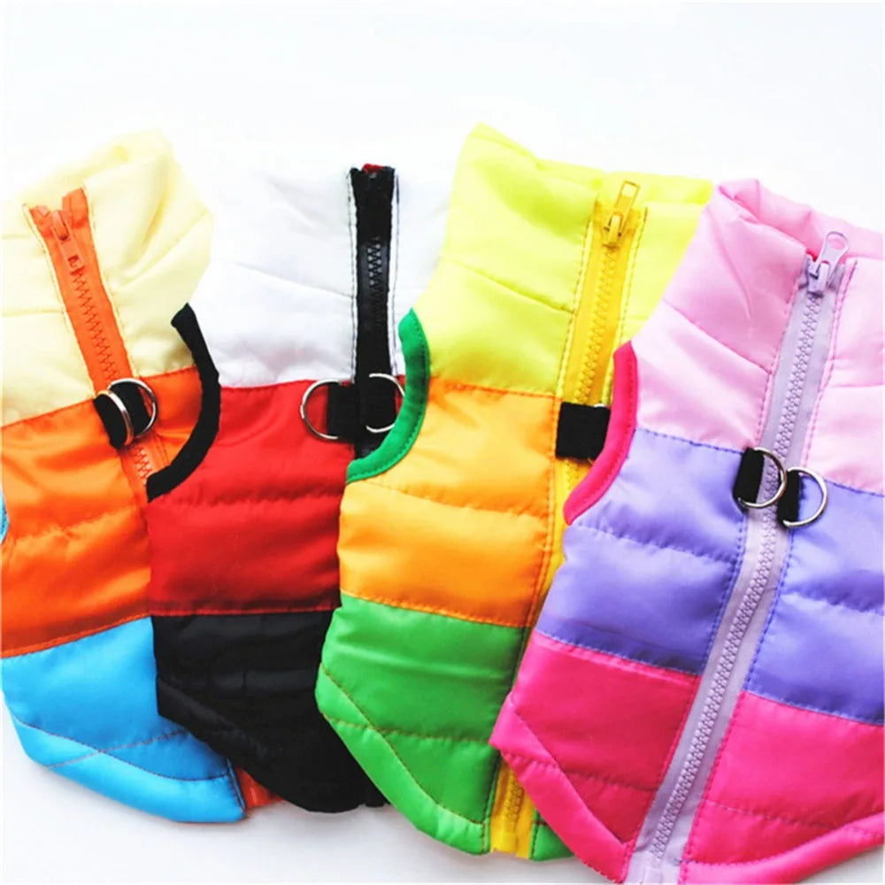 Windproof Pet Vest Jacket Winter Warm Big Dog Clothes Puppy Harness Clothing Funny Printed Coat for Small Medium Dogs Cats XS-XL