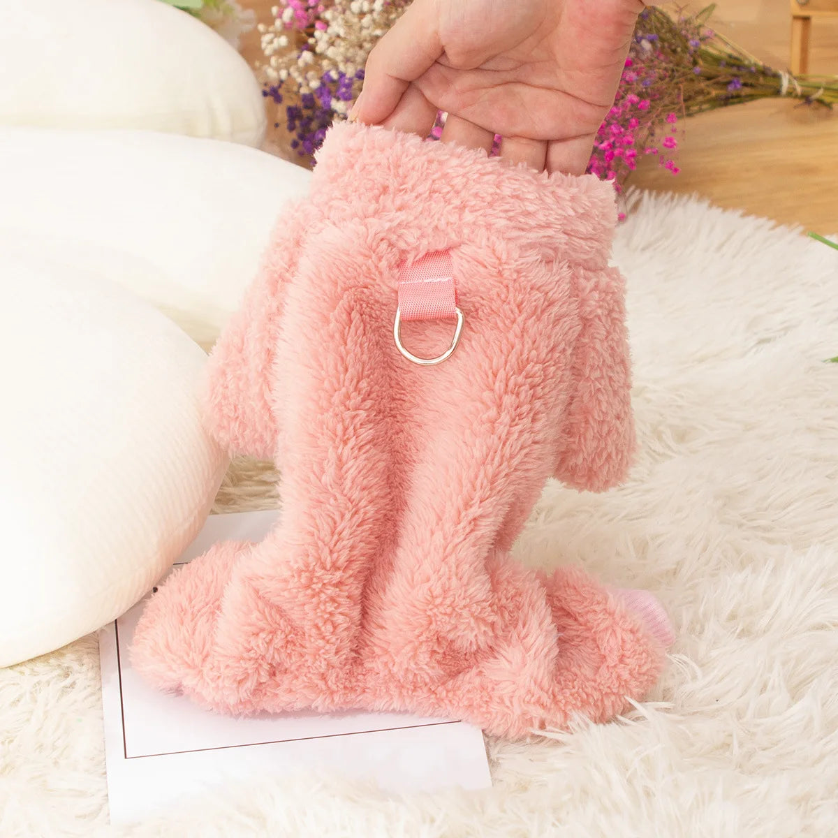 Dog Fuzzy Fleece Pajamas, Dog Winter Clothes for Small Dogs, Thick Warm Turtleneck Dog Sweater Plush Pet Jumpsuit, Doggy Apparel