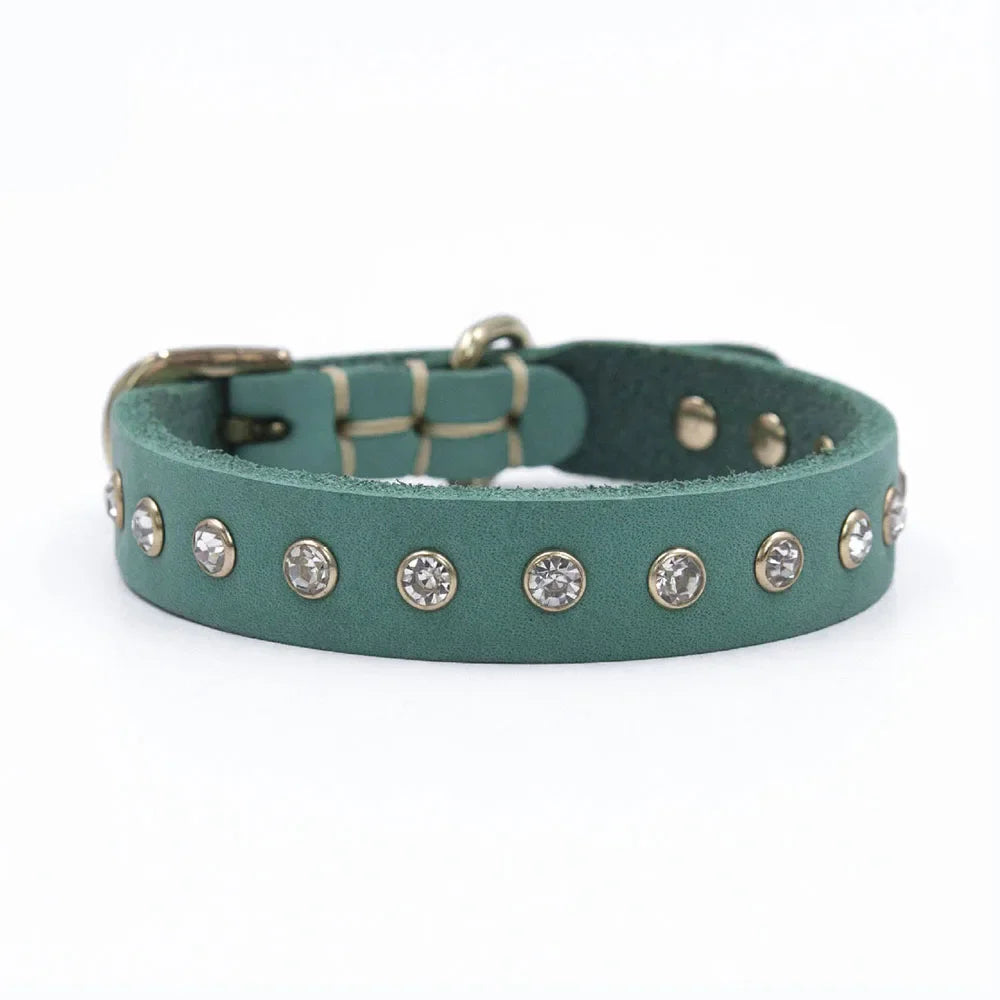Soft Real Leather Cat Collar Non Breakaway Kitten Collar for Girl Boy Studded Leather Pet Collar for Puppy Small Cat Accessories