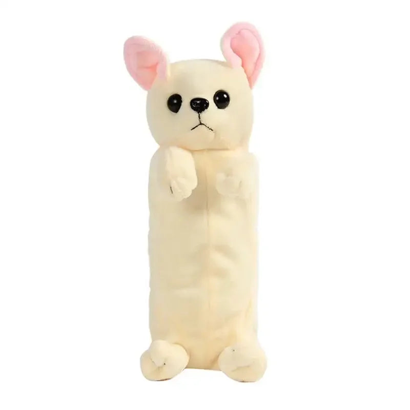 1PC Estuche de lápices de felpa suave para niños y niñas, bolsa de bolígrafos de simulación , lindo perro, papelería escolar