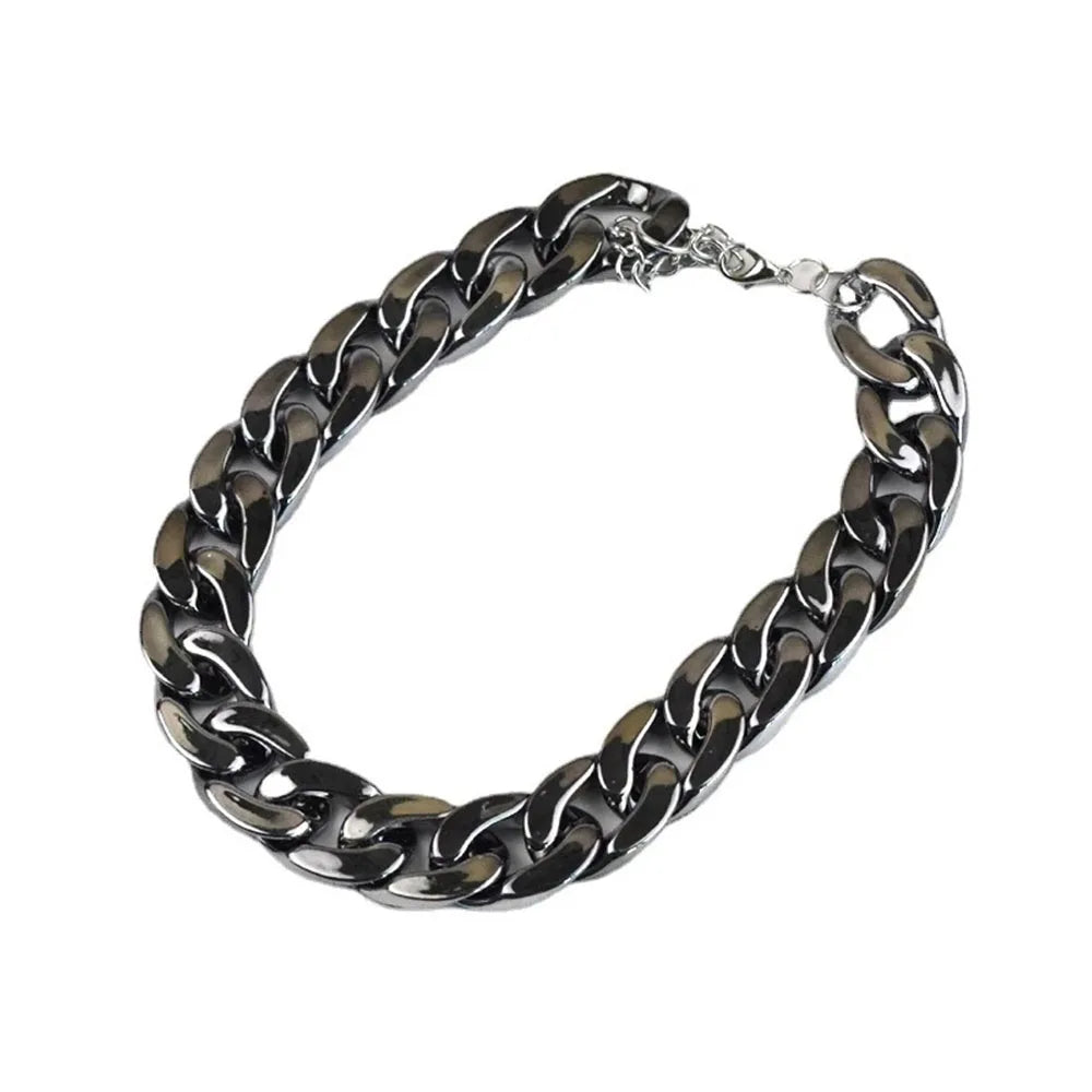 Gold Pet Cat Dog Collar Adjustable Light Plastic Small Dog Cuban Link Collar for Bulldog Puppy Necklace Pet Apparel Accessories