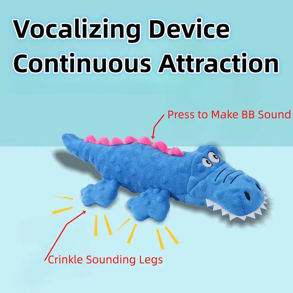 Cool Crocodile Dog Toys Durable Dog Chew Toy Dog Squeak Toy with Fun Crinkle Paper Plush Pet Toys Suitable for Small Medium Dogs