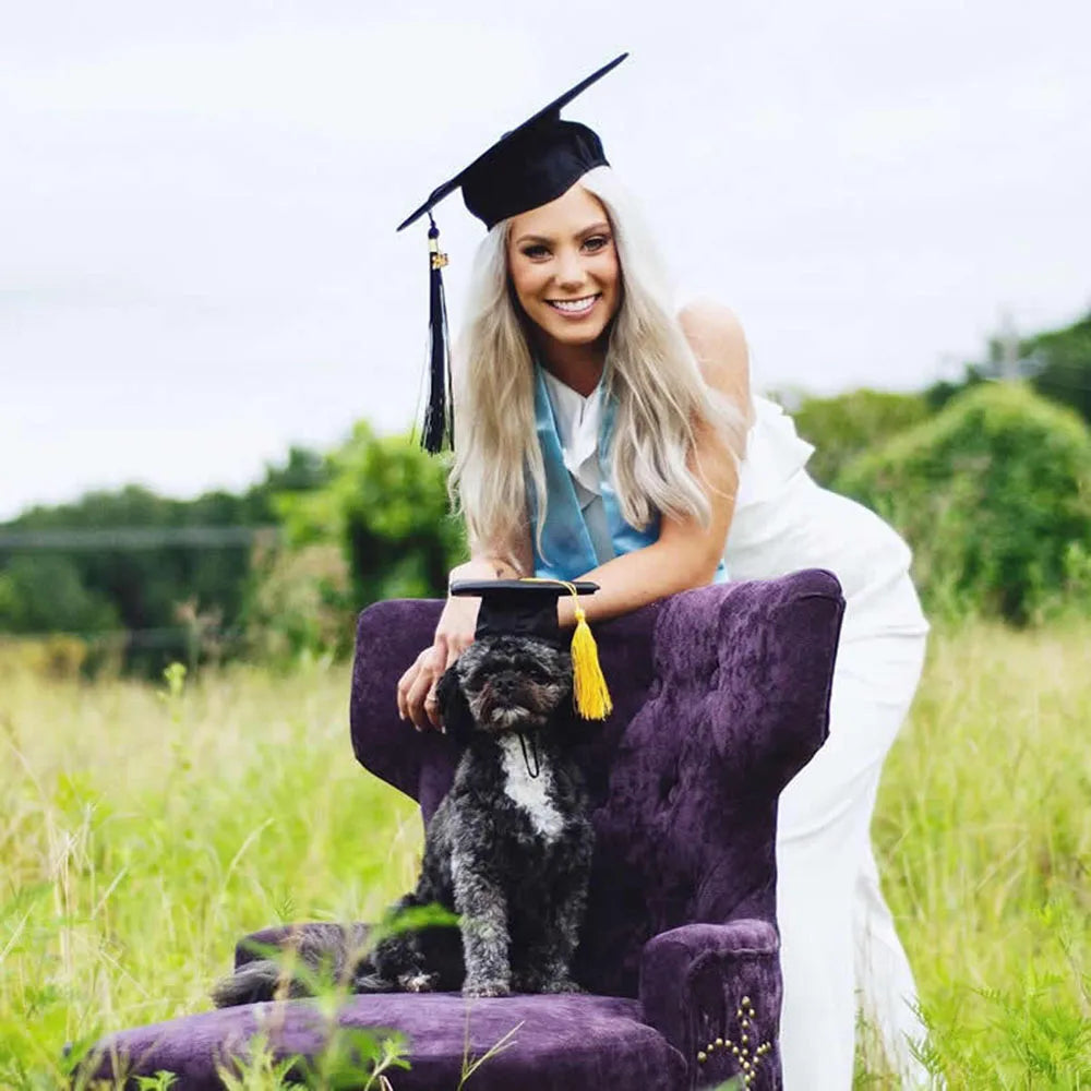 Pet Caps Dog Graduation Hats with Yellow Tassel Costumes for Dogs Cats Doctor Hat Holiday Party Apparel Dog Accessories Outfits