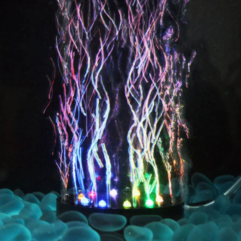 1pc Aquarium Air Stone Bubble Bar with LED Light Underwater Oxygen Pump Aquarium Fish Tank Aerator Pump Stone with Suction Cups
