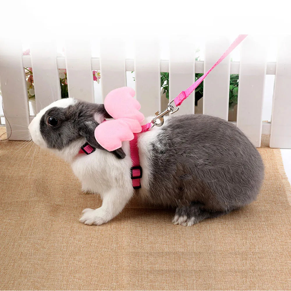 Small Animal Rabbit Harness with Leash Cute Bunny Collar Pet Bunny Supplies Cat Harness & Leash Set for Adult Guinea Pig Ferret