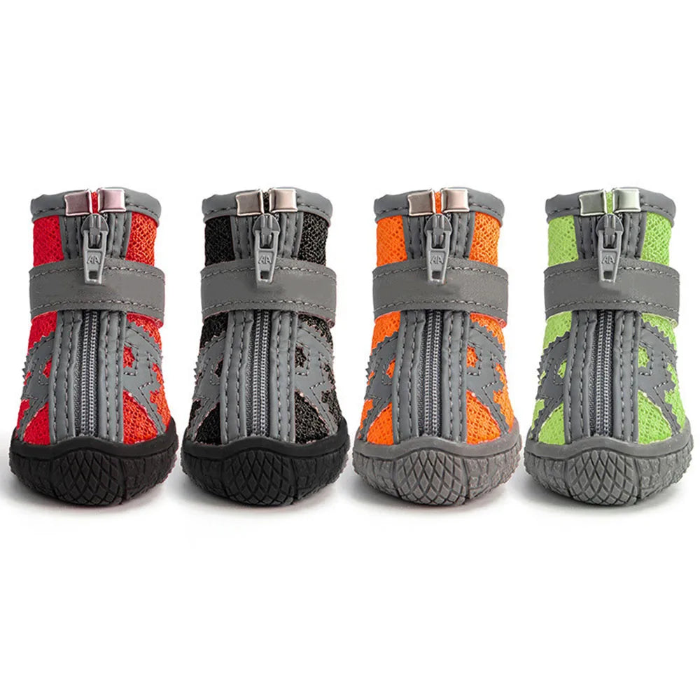 4pcs Waterproof Dog Shoes Anti-slip Rain Boots Footwear Protector Breathable Reflective Booties for Small Dogs Pet Puppy Socks