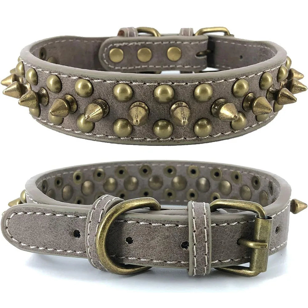 Spiked Dog Collar Mushroom Rivet PU Leather Dog Collars Adjustable Spike Studded Pet Collar for Pitbull Mastiff Husky Rottweiler