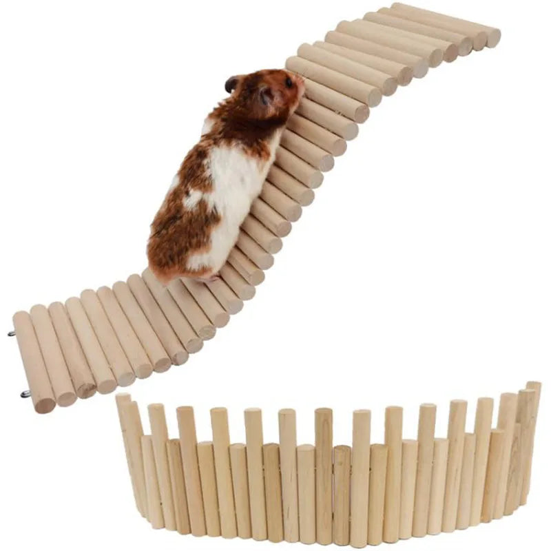 Smooth Wooden Hamster Ladder Climbing Ropeway Hamster Toy Pet Training Round Boardwalk Parrot Boardwalk Parrot Toy Bird Supplies