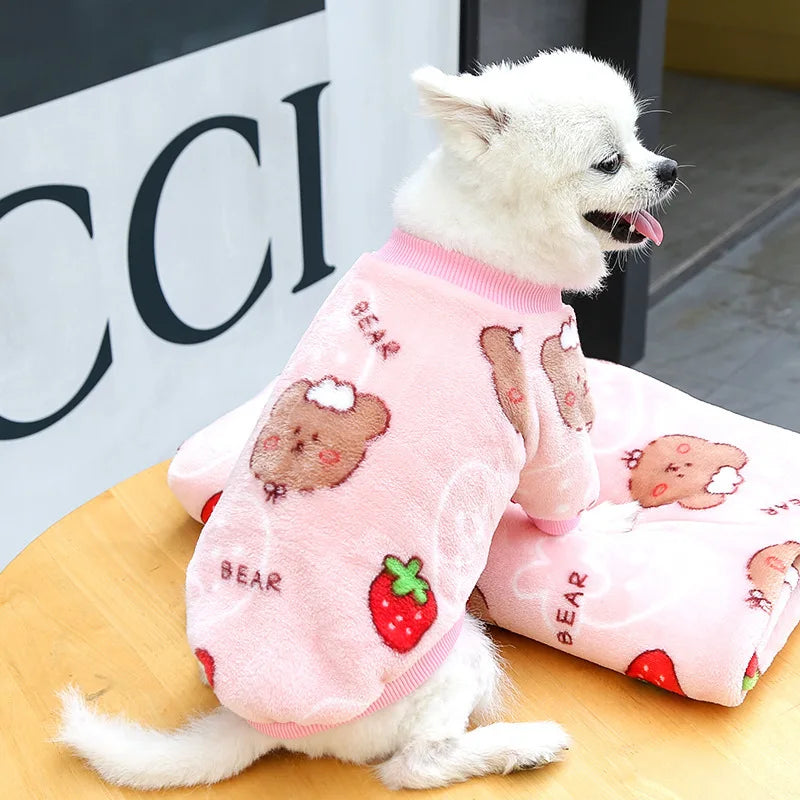 Funny Monkey Print Winter Dog Clothes French Bulldog Flannel Winter Dog Hoodies Medium Puppy Clothing for Cat Christmas Costume