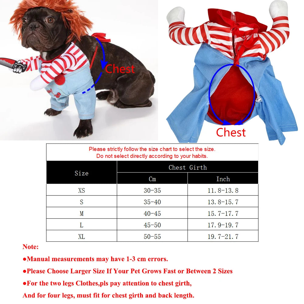 Funny Halloween Dog Costume For Small Medium Dogs Cats Adjustable Puppy Cosplay Party French Bulldog Chihuahua Pet Clothing