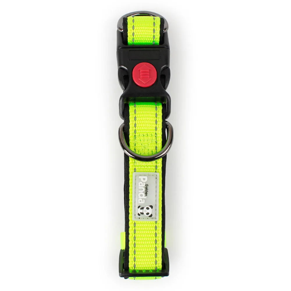 Adjustable Dog Collar Comfortable Soft Foam Padded Reflective Nylon Dog Collar with Double D Rings for Small Medium Large Dogs