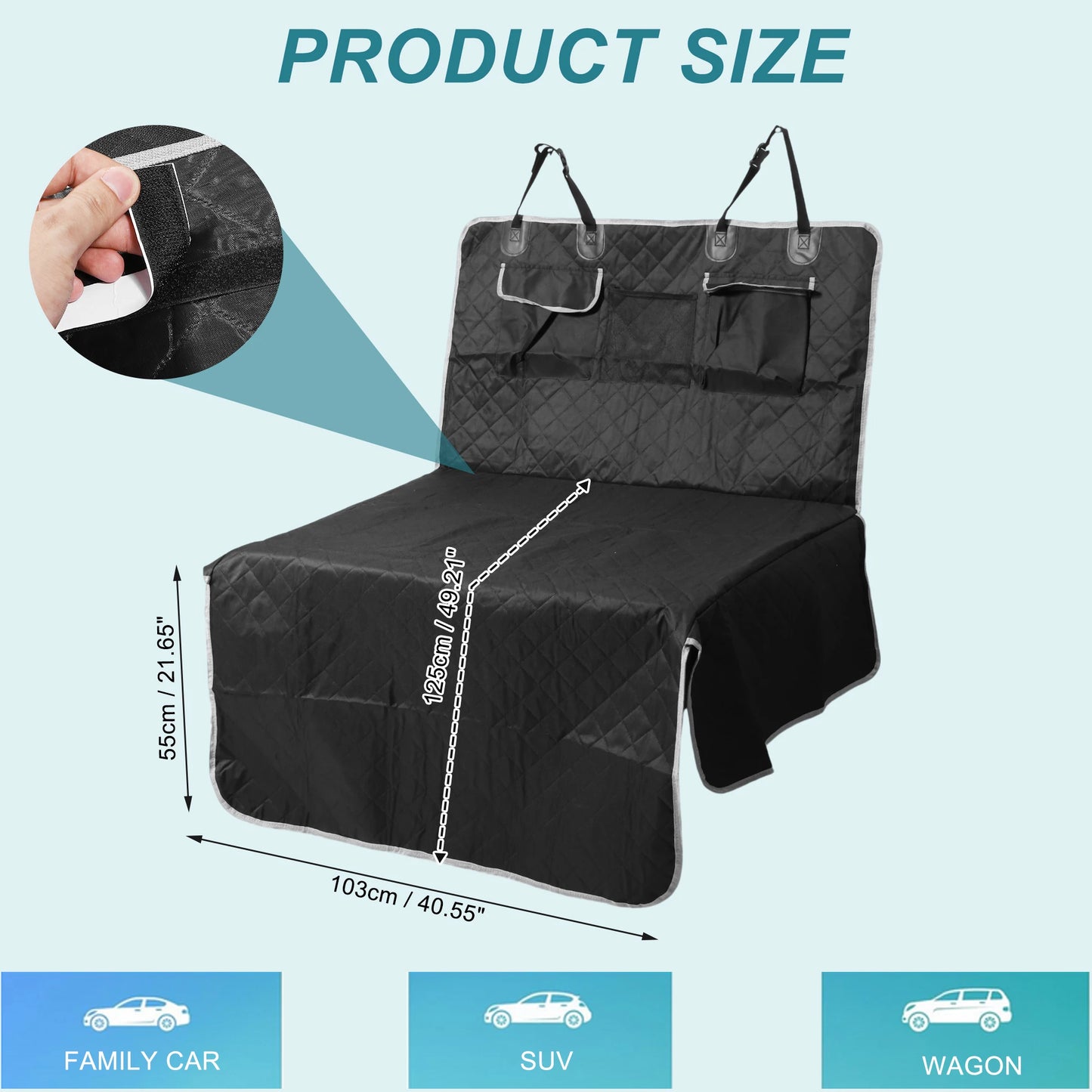 UXCELL Dog Beds Mats Dog Car Seat Cover for Back Seat Pet Trunk Oxford Cloth Mat with Side Flap for SUV