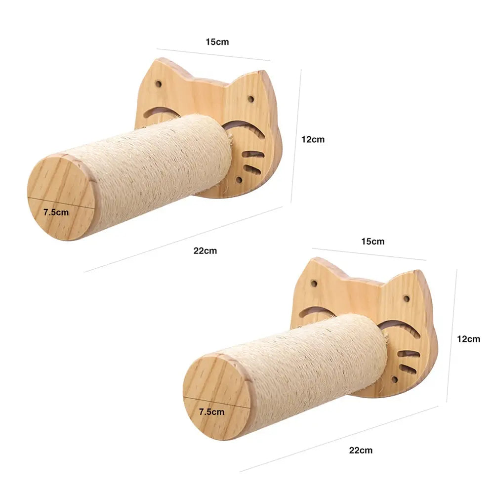 Cat Wall Mounted Wooden Shelves Platform and Hammock for Cats Sleeping and Scratching Post for Cats Grinding Claws Pet Furniture