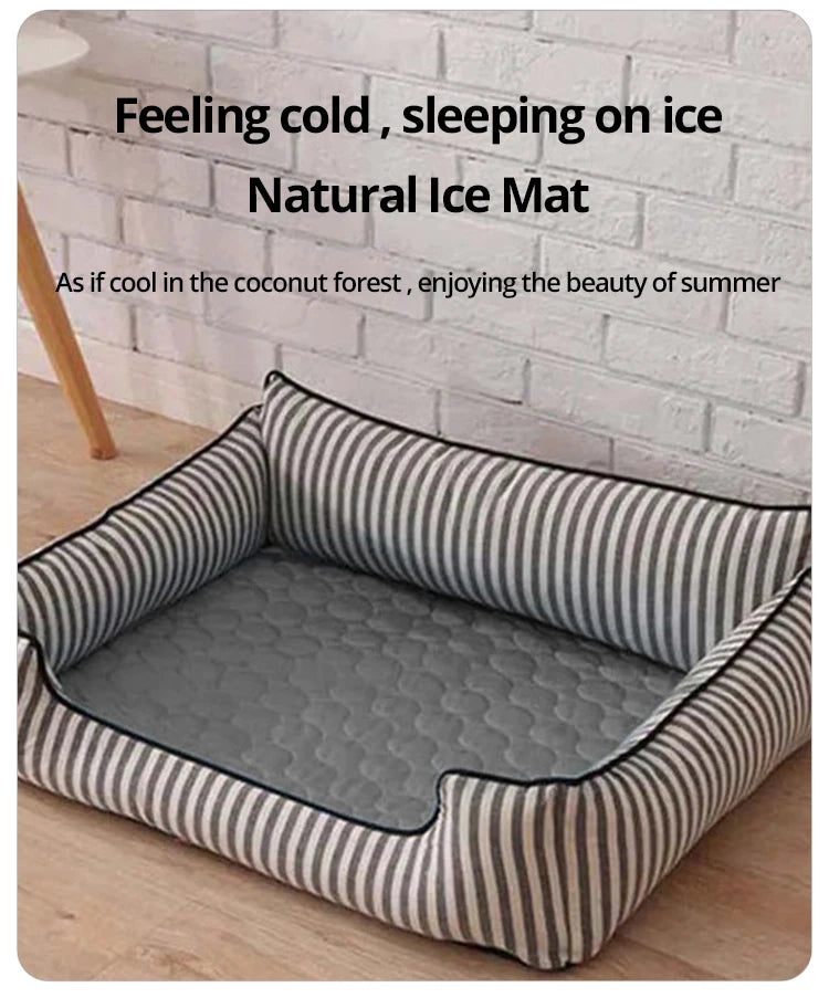 1pc Puppy Grey Ice Silk Cooling Pad Summer Cool Breathable Cooling Washable Reusable Bite Resistance Small Pet Cat Sleeping Pad