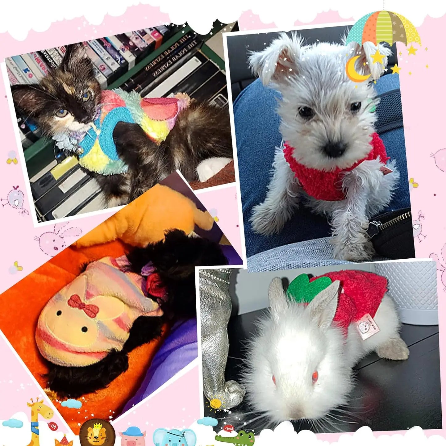 Cartoon Puppy Clothes Winter Warm Flannel Dog Vest Cat Bunny Chihuahua Sweater Cute Soft Mini Pet Apparel for Pig Rabbit Ferret