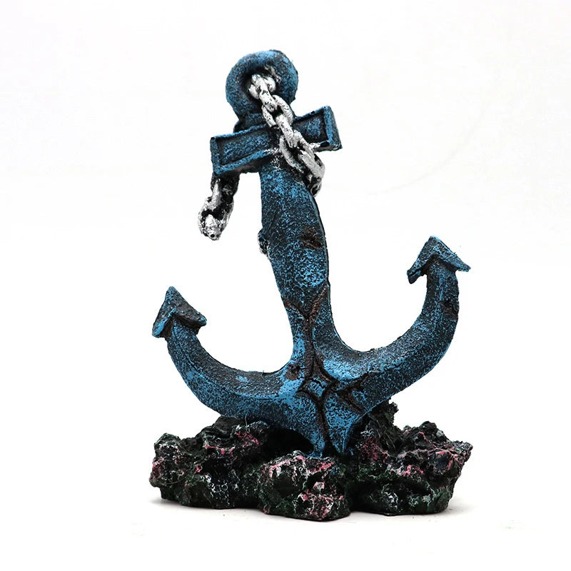 Resin Aquarium Ornaments DecorationsSimulated Ship Anchor sinking Ship Landscaping Accessories For Fish Tank Aquarium Background
