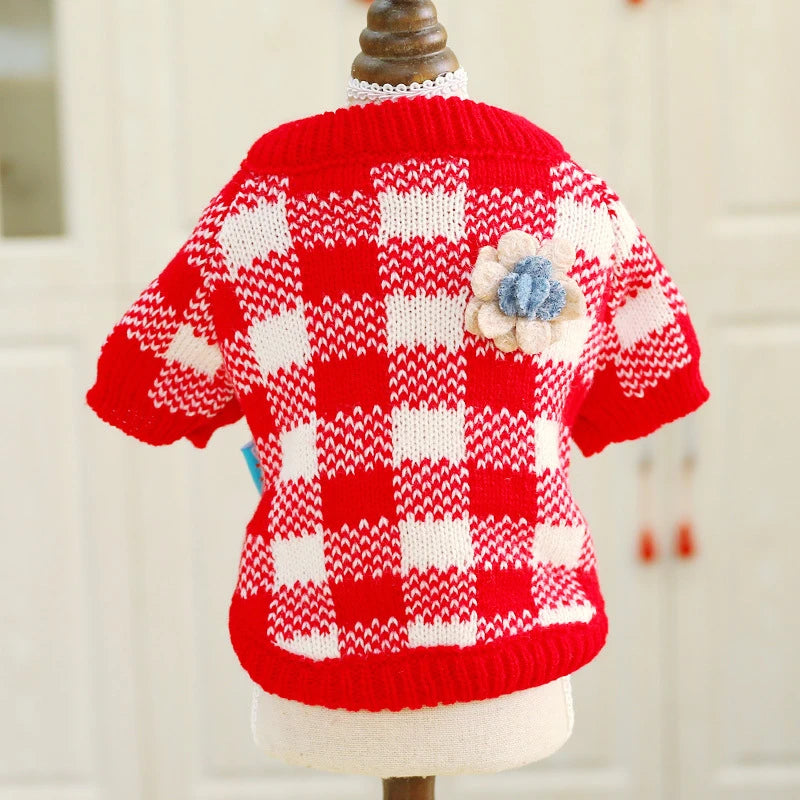 Designer Knitted Dog Sweaters Solid Color Autumn Winter Warm Pet Cat Clothing Chihuahua Lightweight Clothes for Small Dogs