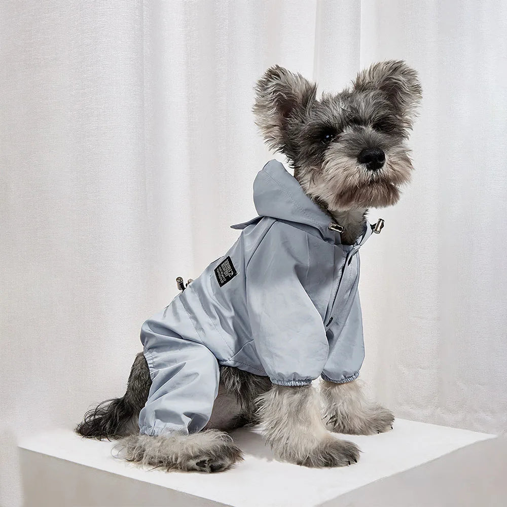 Dog Raincoat Quick Dry Pet Reflective & Adjustable Rain Poncho Jacket Waterproof & Windproof Puppy Hooded Cloak 4 Legs Raincoat