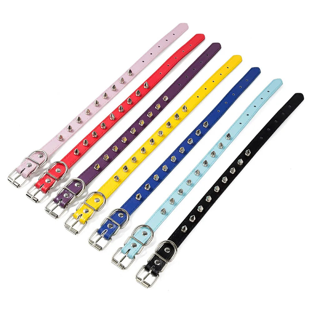 Anti-Bite Dog Collar Spiked Studded Pet Dog Collar PU Leather For Small Dogs Sport Bulldog Pug Puppy Dog Collar Cat Dog Supplies