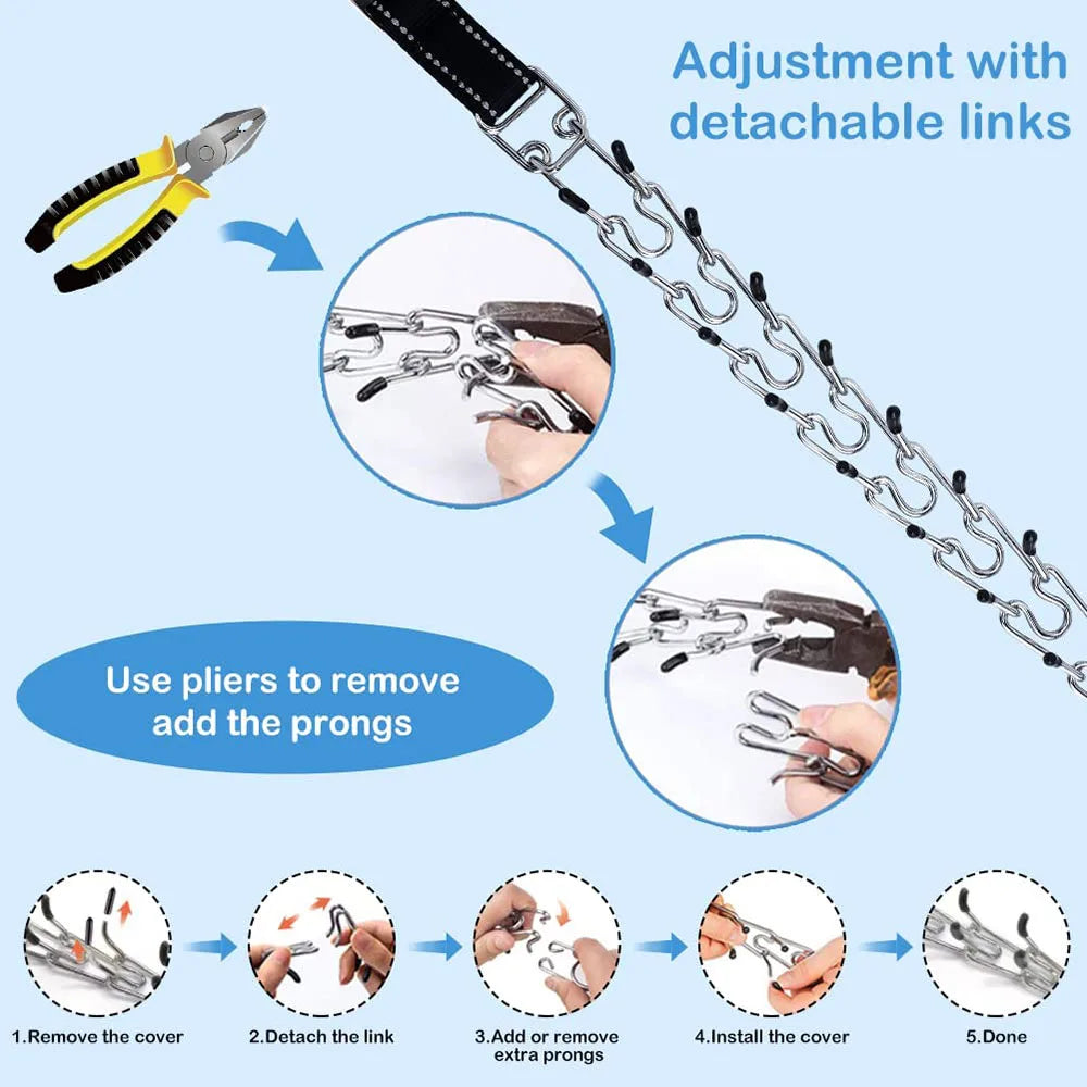 Pet Prong Collar for Dogs Adjustable Dog Choke Pinch Training Collar with Rubber Tips & Nylon Cover for Small Medium Large Dogs