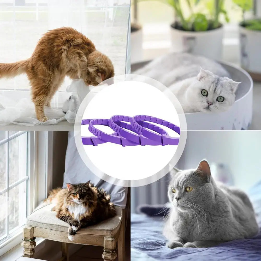 4pcs Calming Collar For Cats Relax Cat Pheromone Collar Calming Pheromone Collar Cats Adjustable Long-Lasting Pheromone Collar