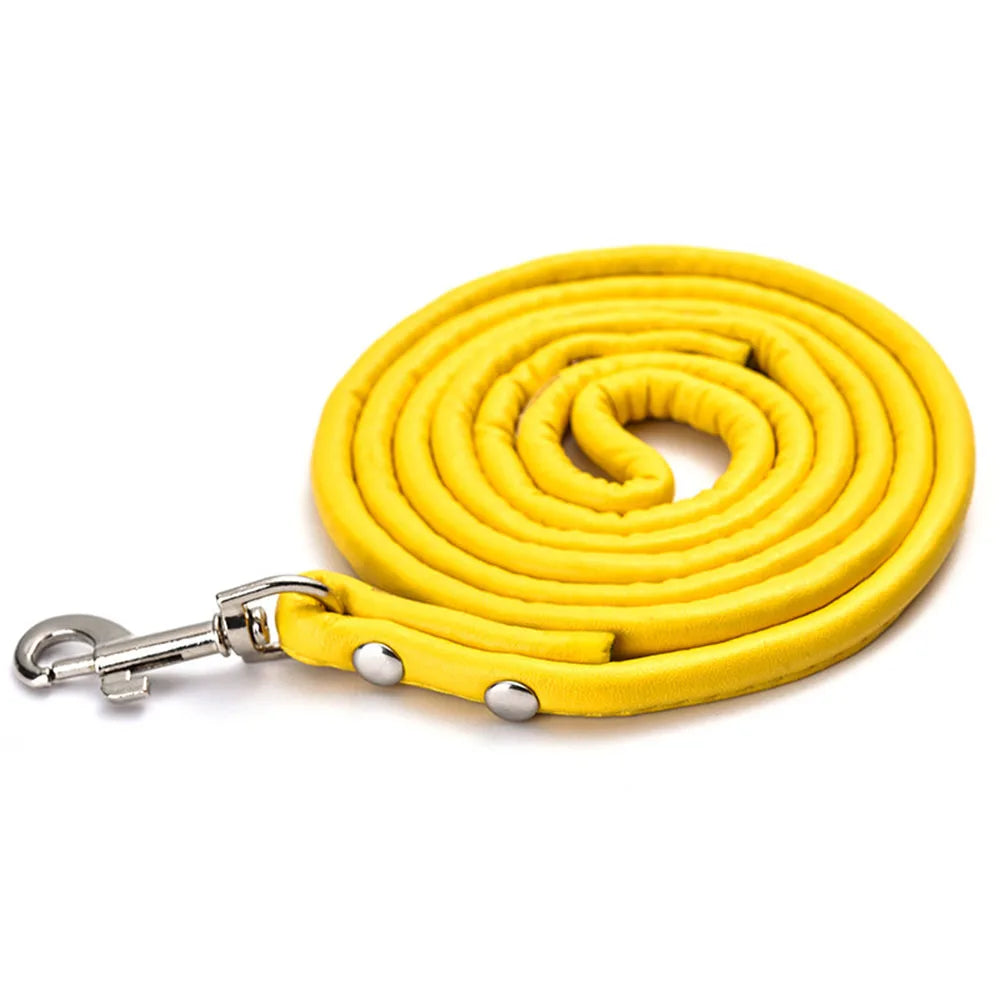 Pet Products Round Colorful PU Rolled Dog Walking Leashes for Small Medium Breeds Dogs Puppy Chain Lead Training Walking Leash