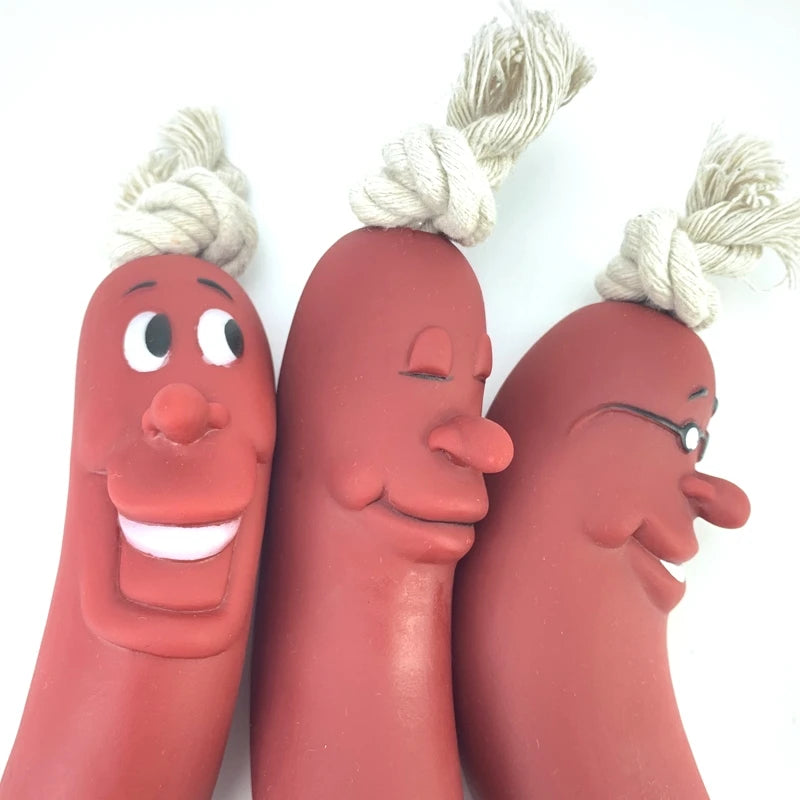 1Pcs Interactive Squeaky Pet Dog Chew Toys Teeth Cleaning Funny Brown Toy Rubber Sausage Products Toys For dog Pets accessories