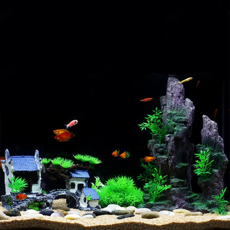 Resin Aquarium Rockery Mountain Decoration Artificial View Rock Cave Stone Tree Fish Tank Ornament Pet Supplies Home Decor New