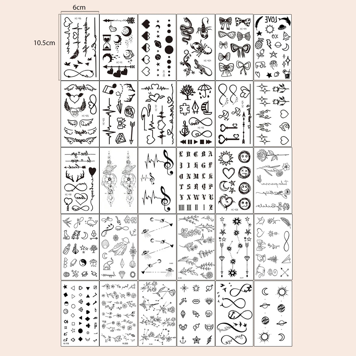 30pcs Waterproof Temporary Tattoo Sticker Black Small Pattern Feather Heart Bird Expression Body Art Arm Fake Tattoos Women Men