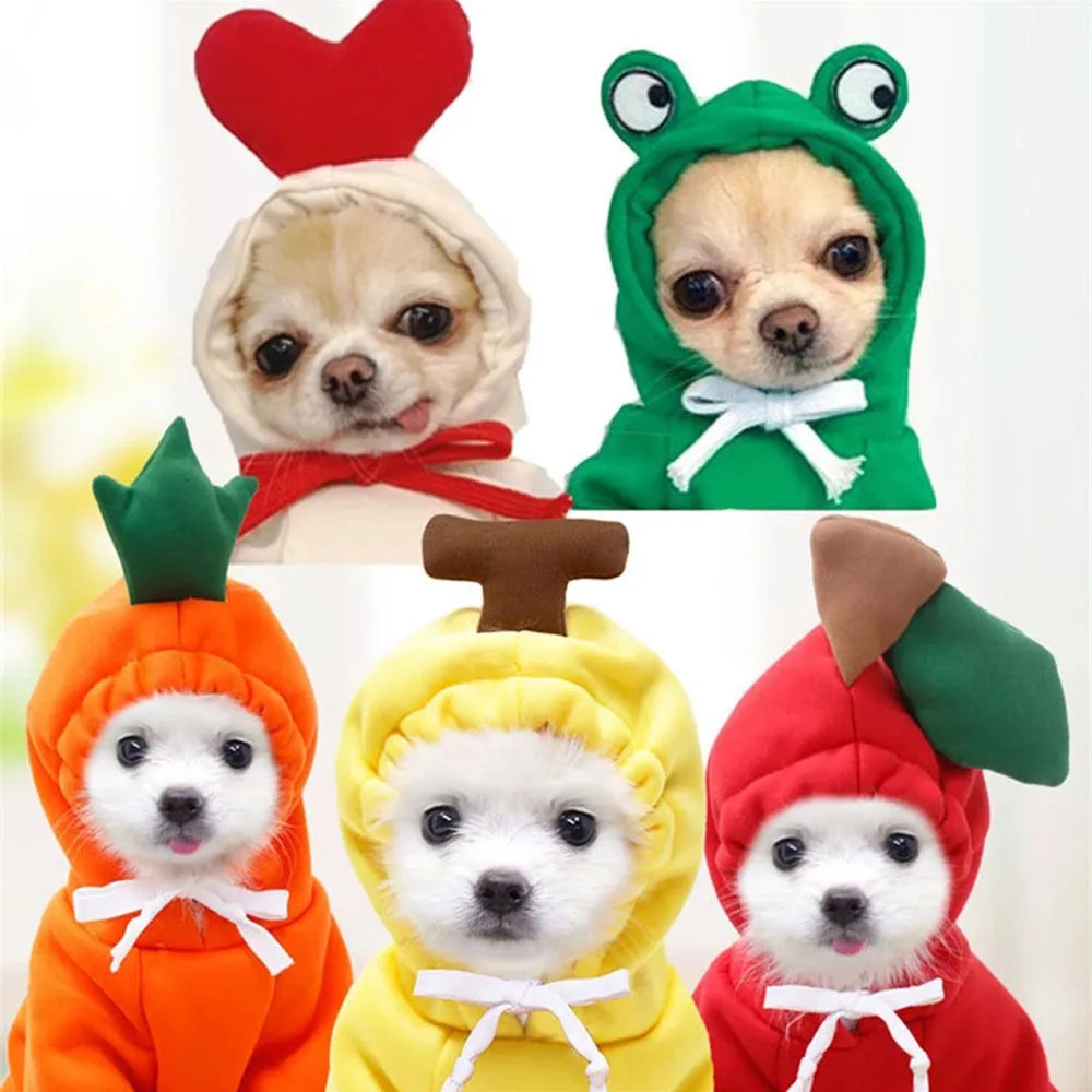 Cute Fruit Pet Costume Dog Clothes for Small Dogs Warm Fleece Doggy Hoodies Pet Dog Cat Clothing Puppy Sweater for Chihuahua Pug