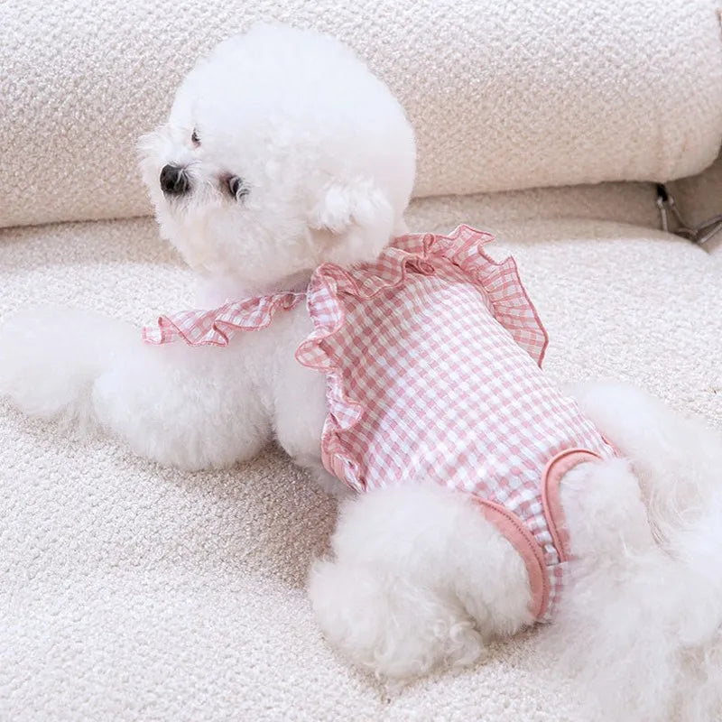 Washable Female Dog Diapers Suspenders Plaid Pet Physiological Pants Dog Shorts for Small Dogs Pet Products Cute Dog Underwear
